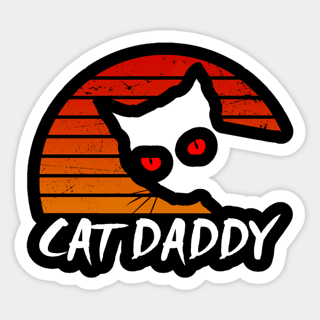 Cat Daddy - Cat Dad - Retro Black Cat Sticker by kimmygoderteart